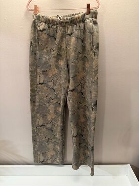 Garage Mens Camo Fleece Sweatpants Forest Leaf Print Straight Leg Green Brown M